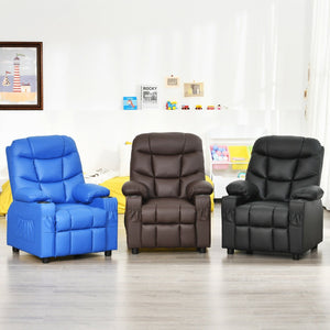 Kids Recliner Chair with Cup Holder and Footrest for Children-Brown view 7