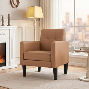 PU Leather Modern Accent Chair with Removable Seat Cushion-Brown view 2