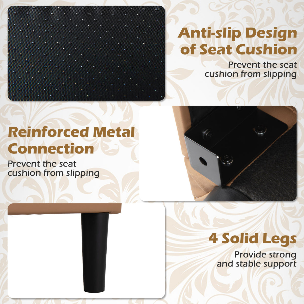 PU Leather Modern Accent Chair with Removable Seat Cushion-Brown view 8