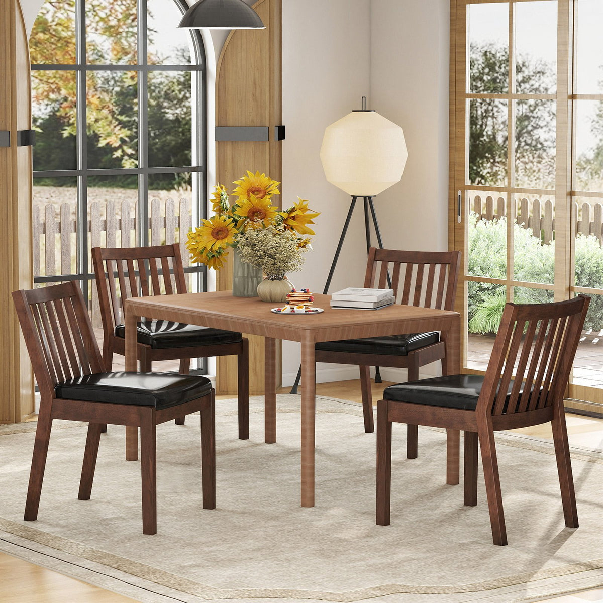 PU Leather Upholstered Dining Chair with Padded Seat Set of 4-Espresso view 3