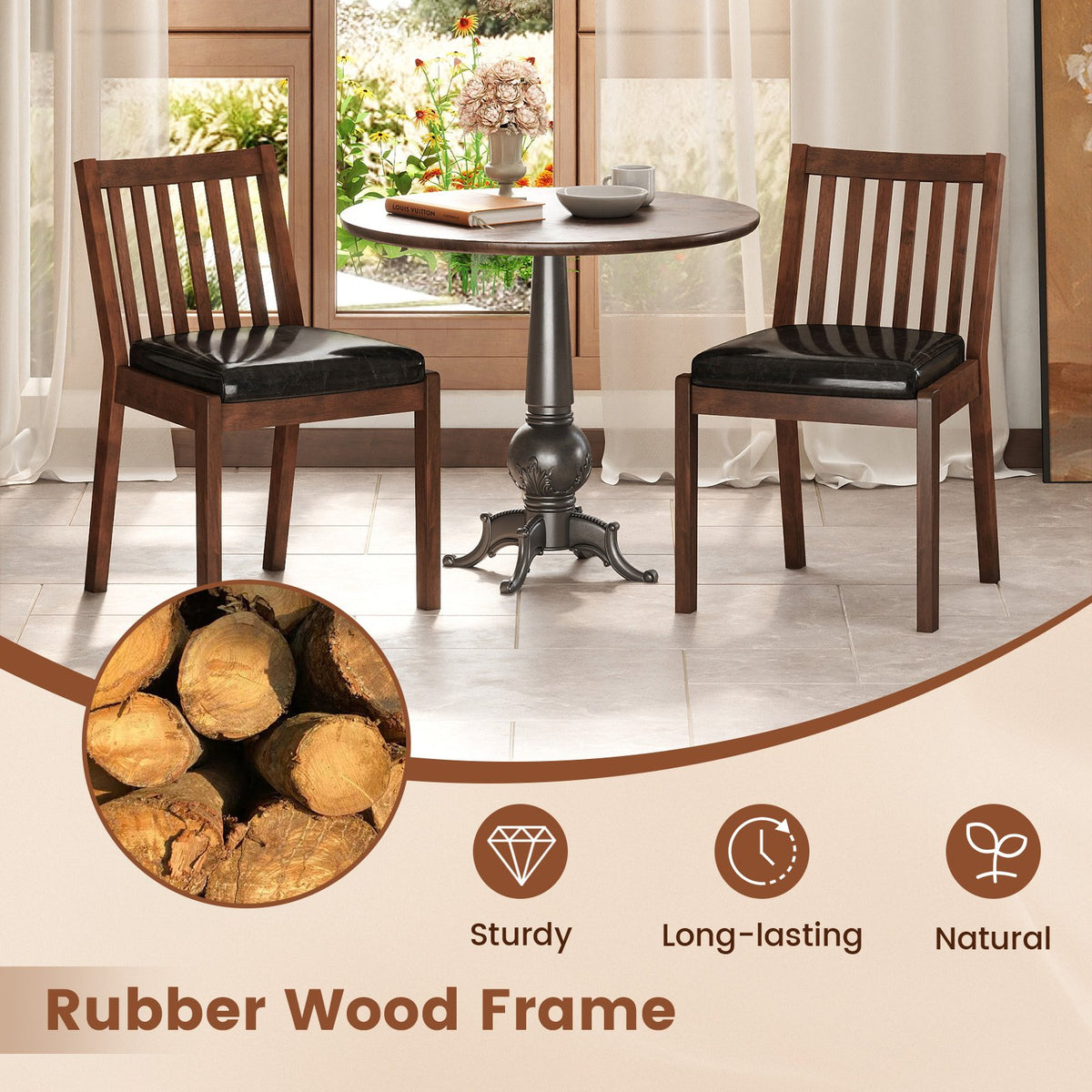 PU Leather Upholstered Dining Chair with Padded Seat Set of 4-Espresso view 7