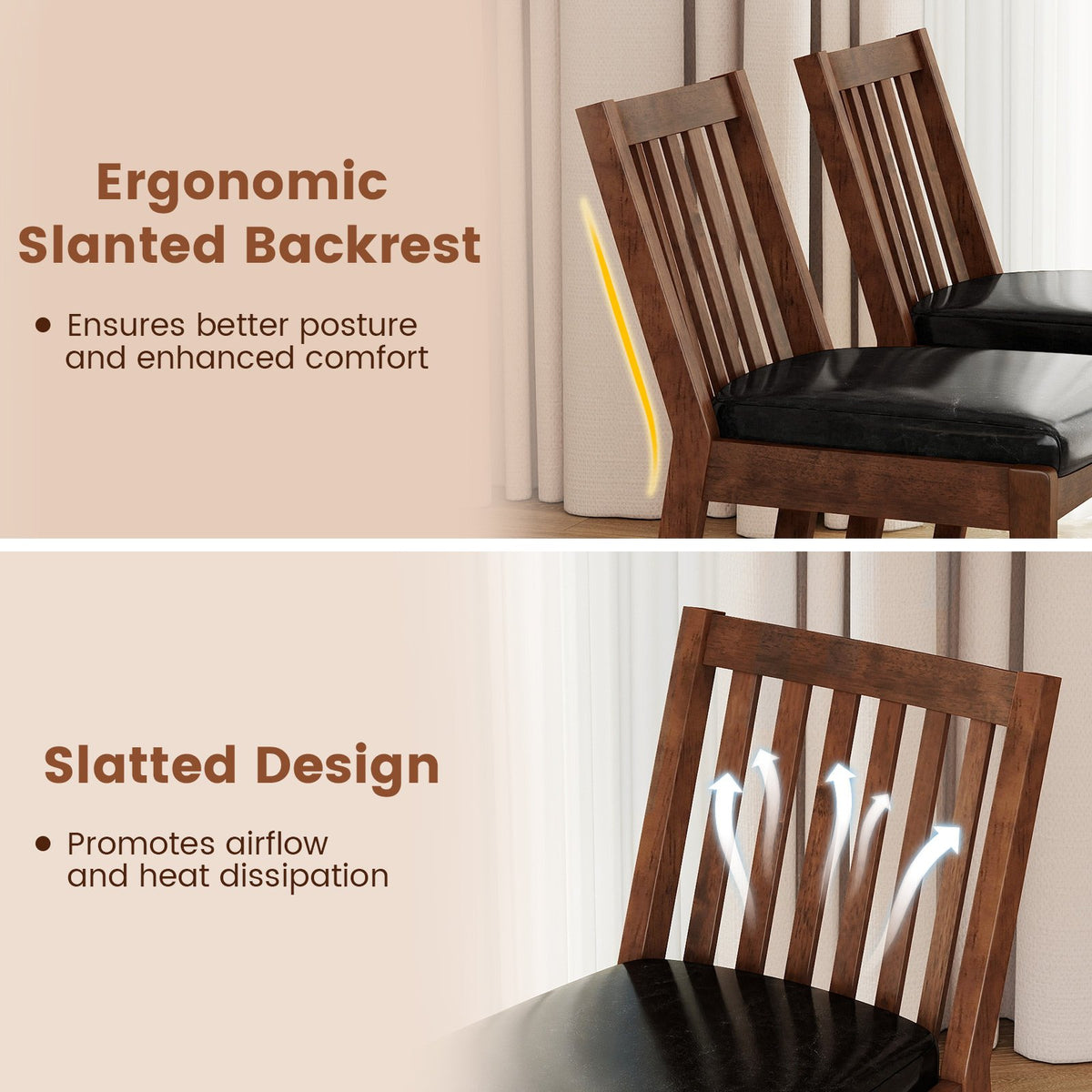 PU Leather Upholstered Dining Chair with Padded Seat Set of 4-Espresso view 8