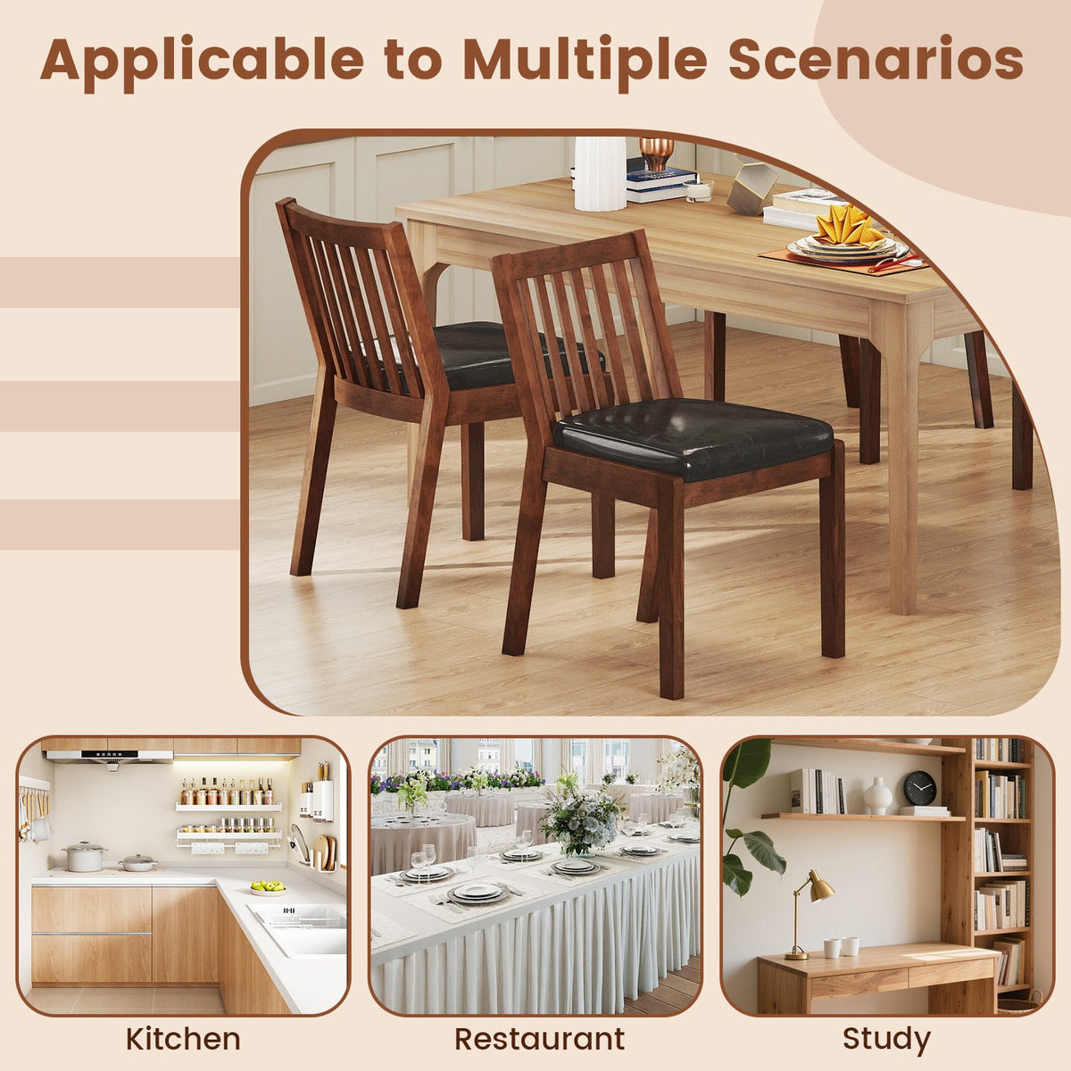 PU Leather Upholstered Dining Chair with Padded Seat Set of 4-Espresso view 9