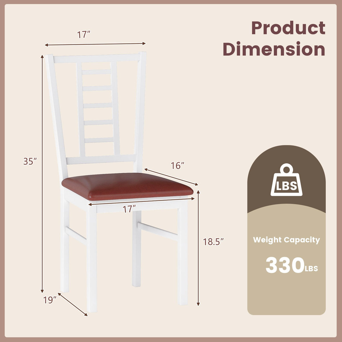 PU Leather Upholstered Wood Dining Chairs Set of 4-White view 5