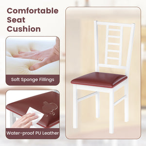 PU Leather Upholstered Wood Dining Chairs Set of 4-White view 6