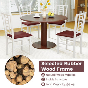 PU Leather Upholstered Wood Dining Chairs Set of 4-White view 7