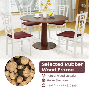 PU Leather Upholstered Wood Dining Chairs Set of 4-White view 8