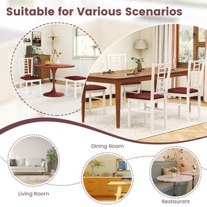PU Leather Upholstered Wood Dining Chairs Set of 4-White view 9