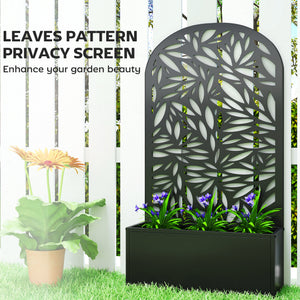 Metal Garden Bed with Trellis for Climbing Plants, Freestanding or Wall Mounted Flower Bed for Garden, Patio, Balcony