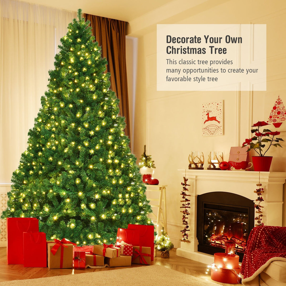 8 Feet PVC Artificial Christmas Tree with LED Lights-8 ft view 3