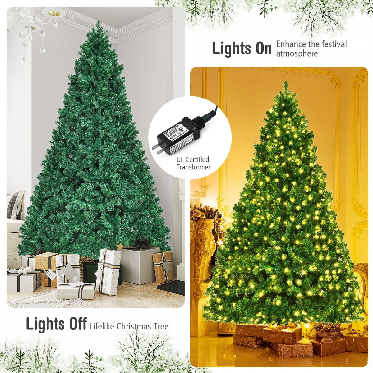 8 Feet PVC Artificial Christmas Tree with LED Lights-8 ft view 5