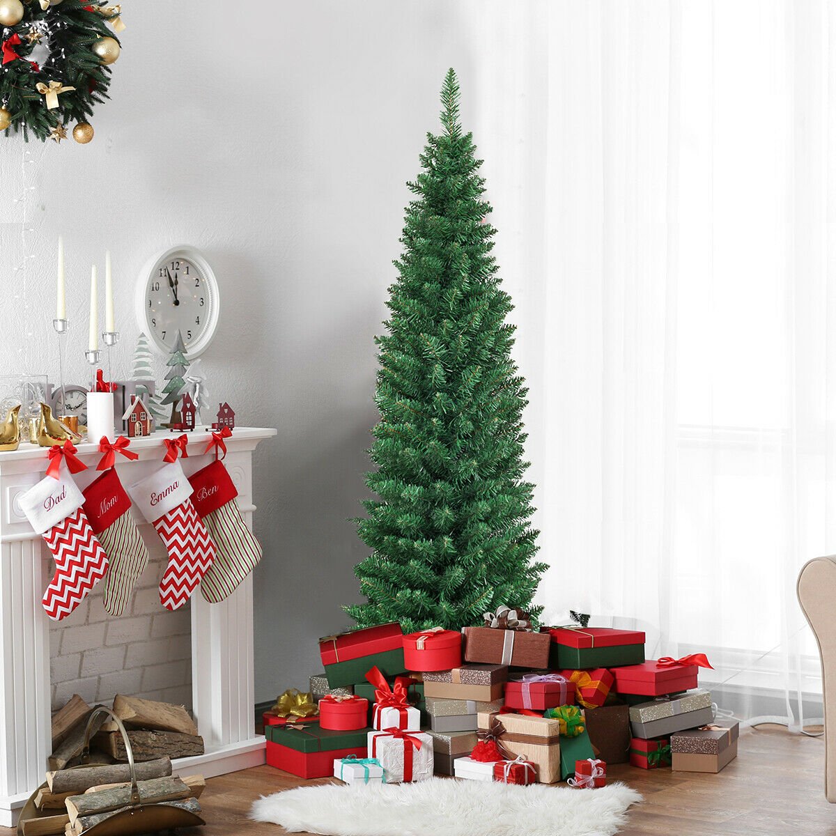 PVC Artificial Slim Pencil Christmas Tree-5' view 3