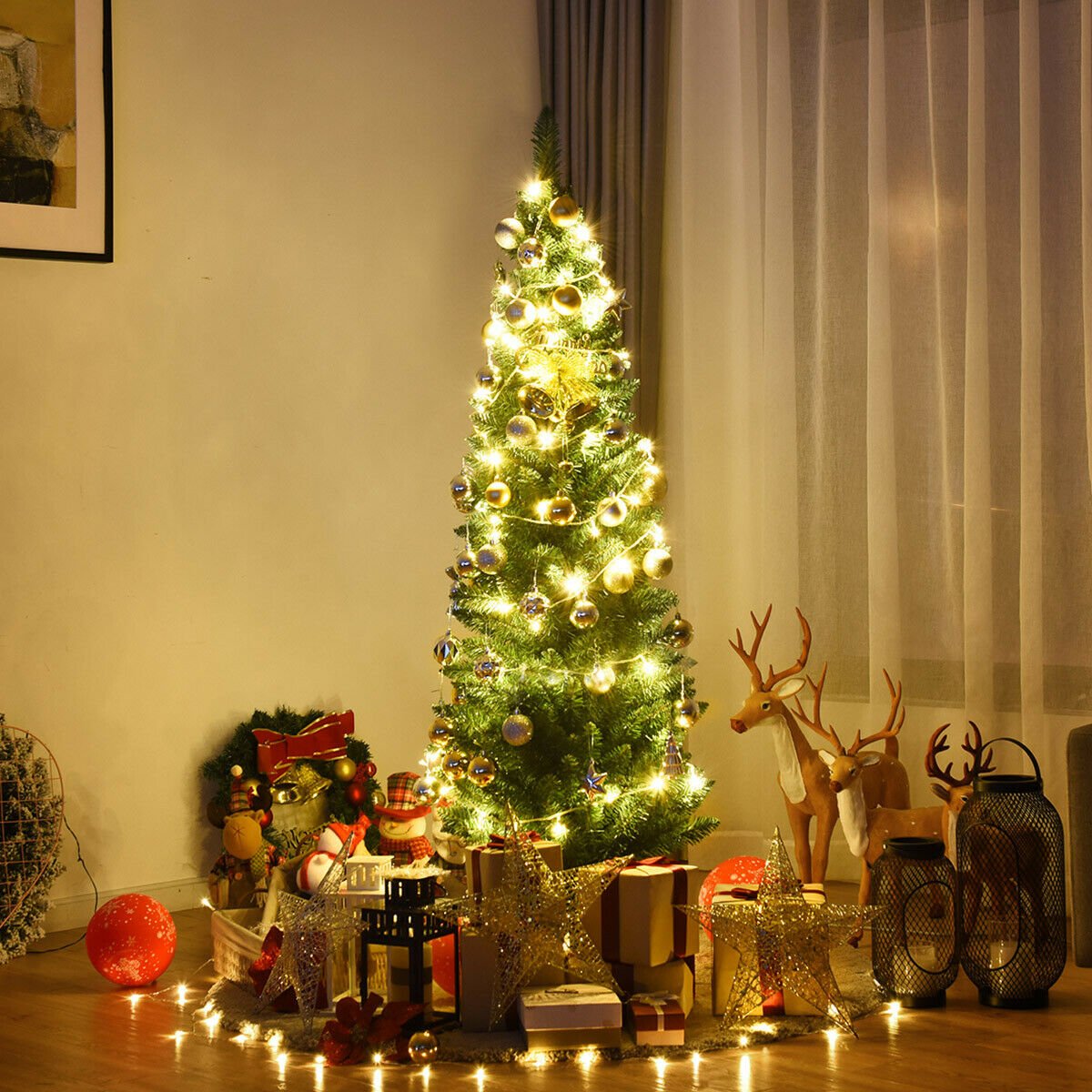 PVC Artificial Slim Pencil Christmas Tree-5' view 5