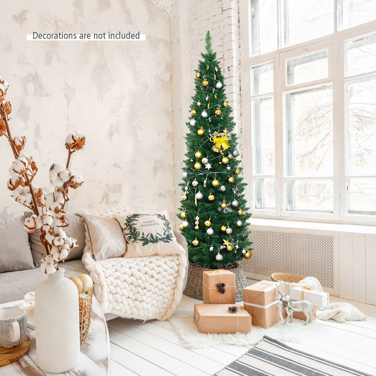 PVC Artificial Slim Pencil Christmas Tree-6' view 2