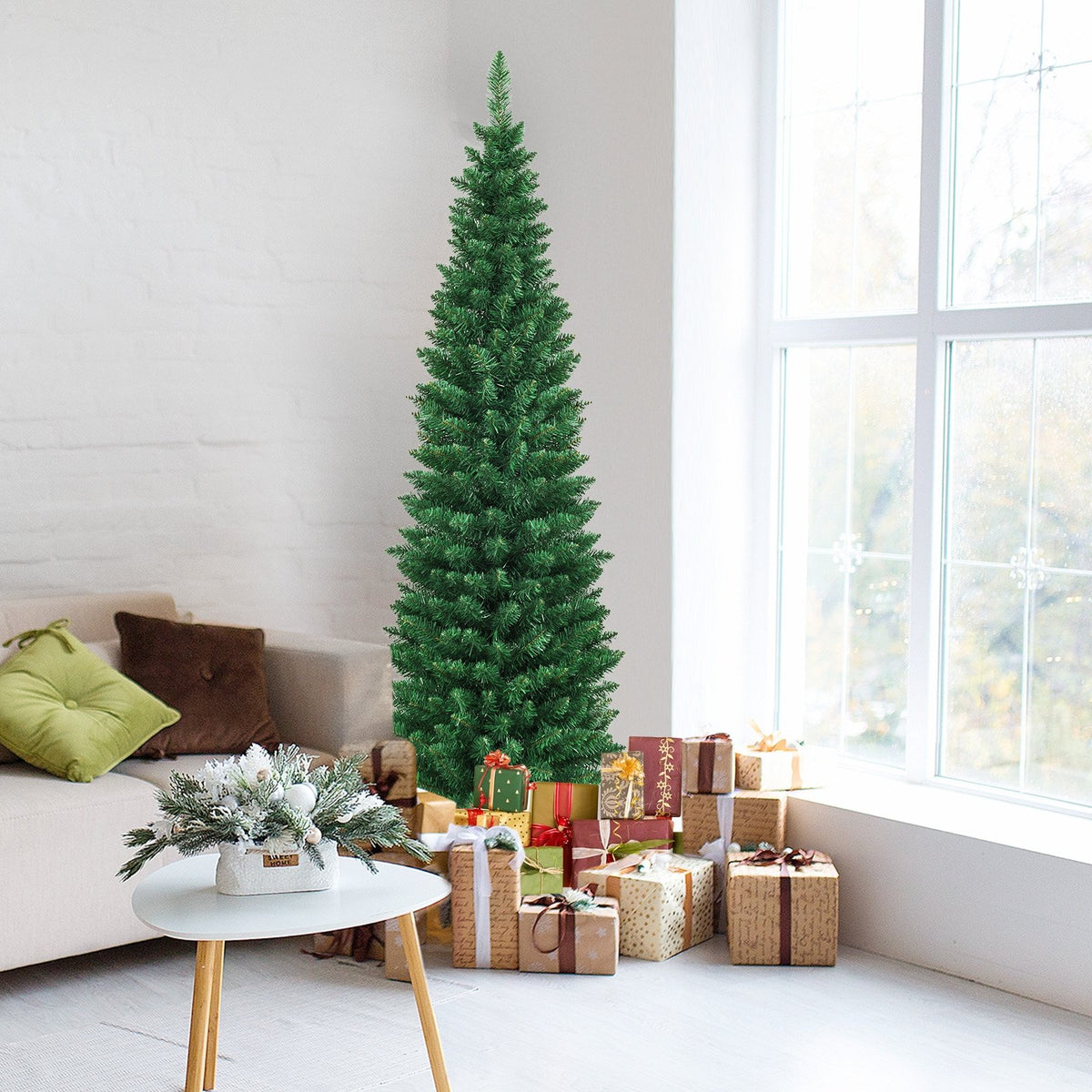 PVC Artificial Slim Pencil Christmas Tree-6' view 7