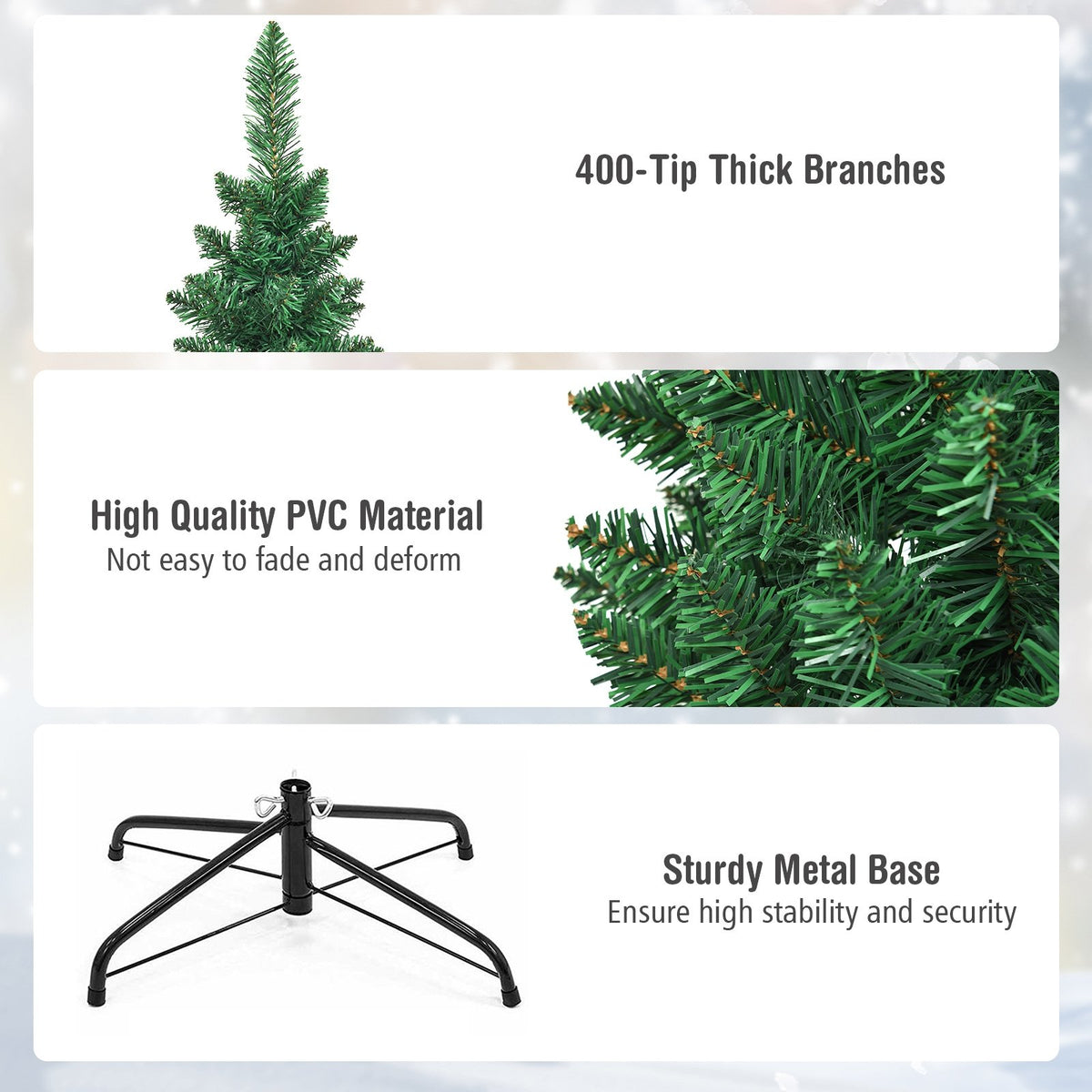 PVC Artificial Slim Pencil Christmas Tree-6' view 9