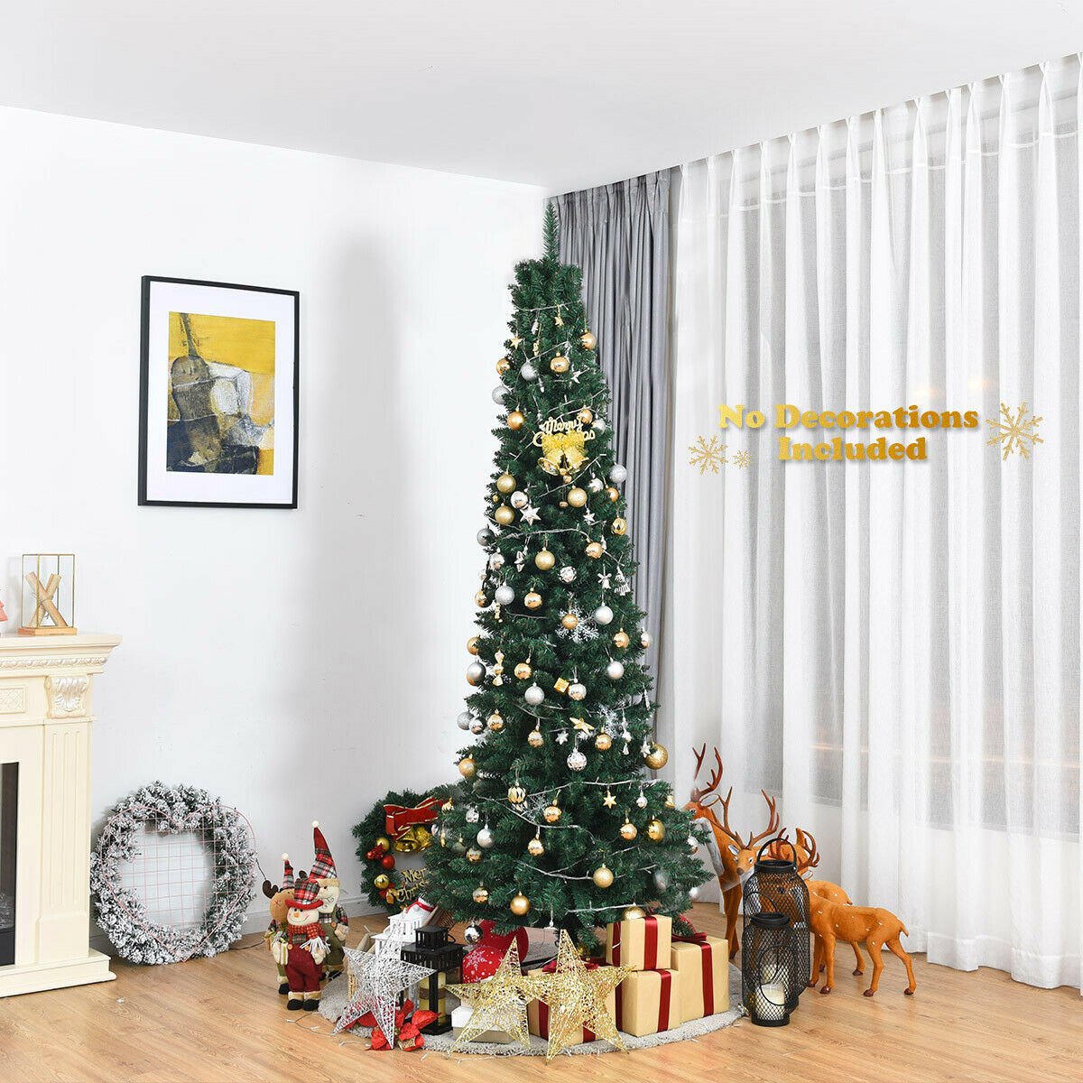 PVC Artificial Slim Pencil Christmas Tree-7' view 2