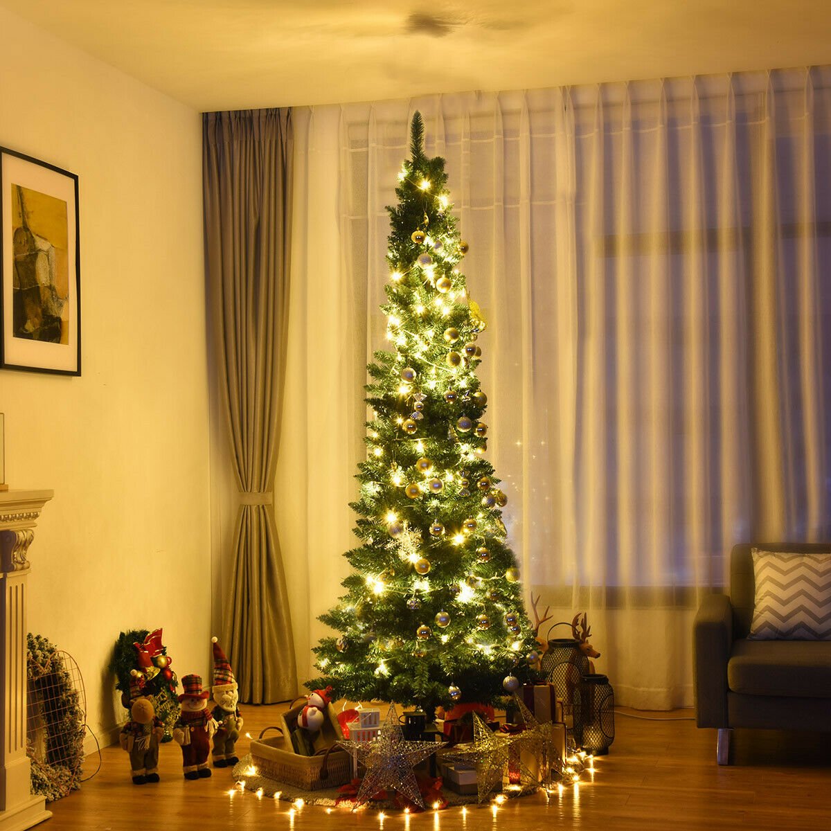 PVC Artificial Slim Pencil Christmas Tree-7' view 3