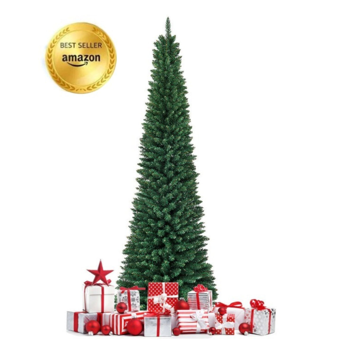 PVC Artificial Slim Pencil Christmas Tree-7' view 4