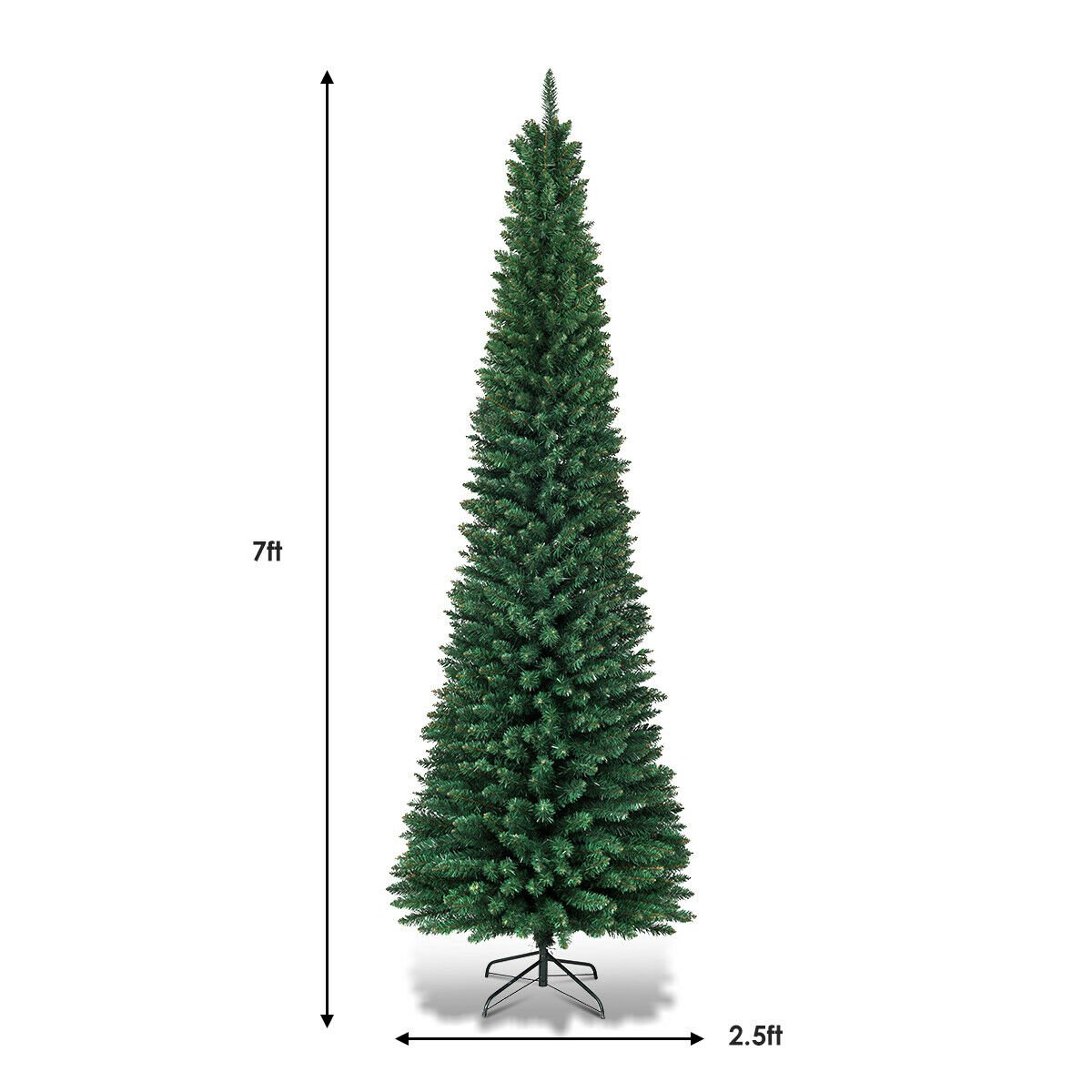 PVC Artificial Slim Pencil Christmas Tree-7' view 5