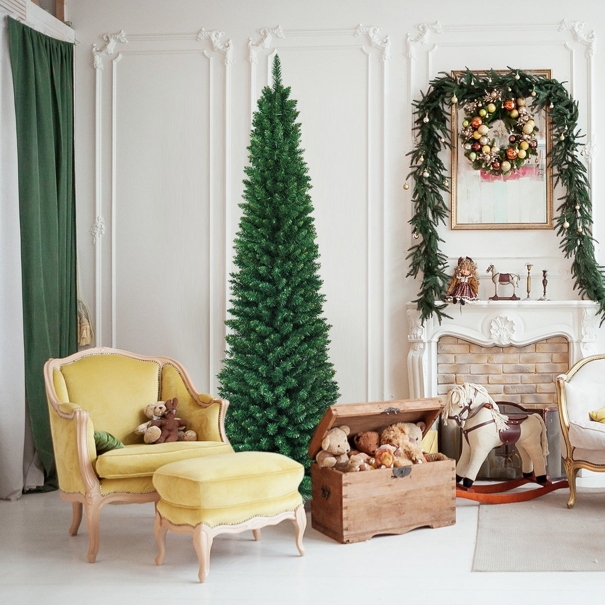 PVC Artificial Slim Pencil Christmas Tree-8 Feet view 3