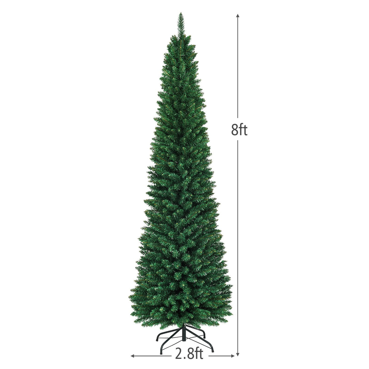 PVC Artificial Slim Pencil Christmas Tree-8 Feet view 4