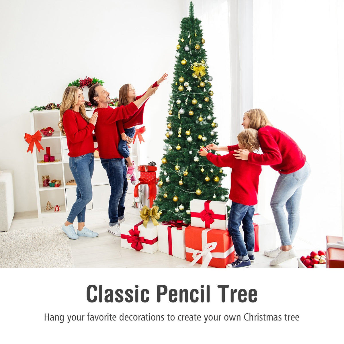 PVC Artificial Slim Pencil Christmas Tree-8 Feet view 5