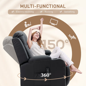 Swivel Massage Recliner Chair Rocker, Overstuffed Manual Reclining Sofa – view 4