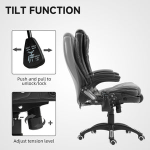 Reclining Massage Office Chair, Executive Office Chair with High Back, Swivel Wheels, Black