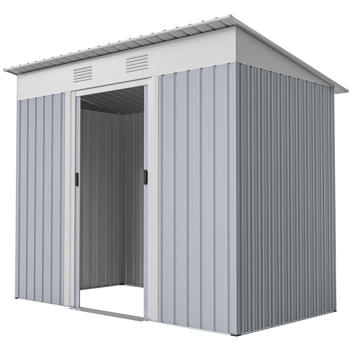6' x 4' Outdoor Storage Shed, Metal Garden Tool Storage House Organizer with Lockable Sliding Doors and – view 43