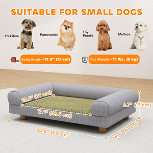 Pet Sofa, Dog Couch Bed for Small Dogs, Elevated Pet Sofa with Solid Feet for Indoor Kittens, Grey