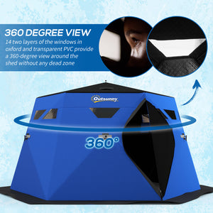 4 Person Insulated Ice Fishing Shelter, Pop-Up Portable Ice Fishing Tent with Carry Bag and Two Doors for – view 12