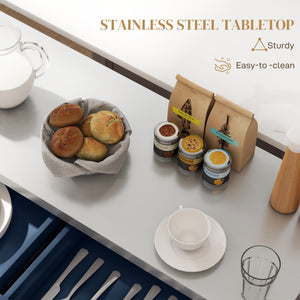 Stainless Steel Kitchen Island with Storage and Stainless Steel Top, Kitchen Trolley with Drawers – view 32