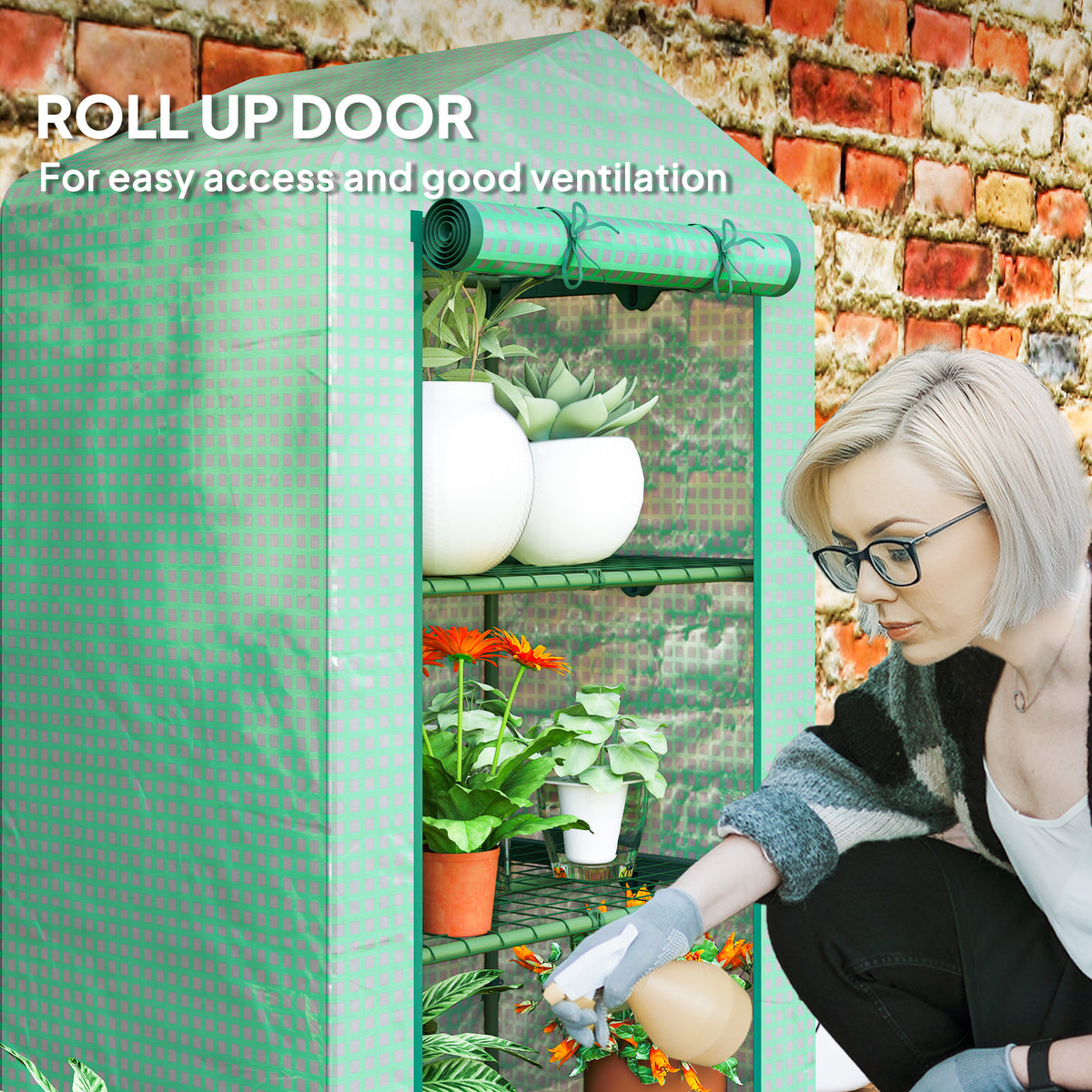 5 Tier Mini Greenhouse, Portable Outdoor Flower Stand with Shelf Clips, Indoor Greenhouse with Steel Frame – view 12