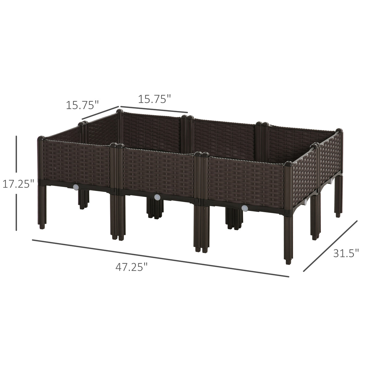 2-piece Raised Garden Bed PP Raised Flower Bed Plant Stand Stackable Vegetable Herb Grow Box