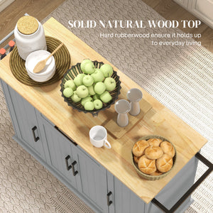 Modern Rolling Kitchen Island Cart with Drawers, Natural Wood Top, Towel Rack, Door Storage Cabinet, Black – view 11