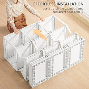Portable Wardrobe Closet, Folding Bedroom Wardrobe, Clothes Storage Organizer with 8 Cube Compartments, White