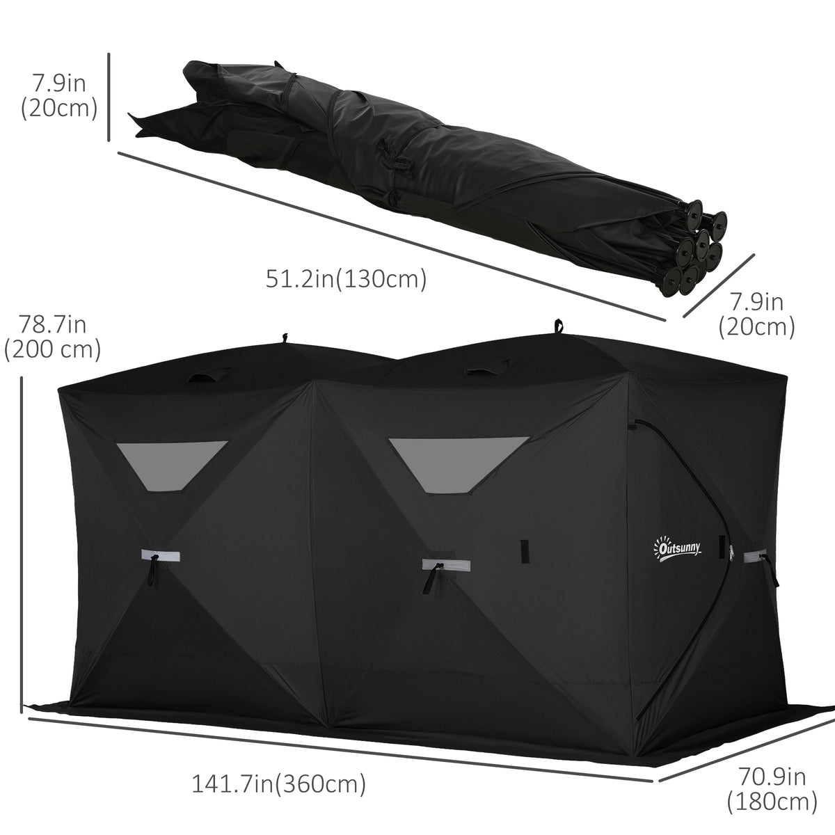 5-8 Person Pop-up Ice Fishing Shelter, Portable Ice Fishing Tent, Blue – view 9