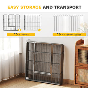 Heavy Duty Dog Playpen, 16 Panels Pet Playpen Dog Fence, Portable Puppy Exercise Pen, with 2 Doors Locking Latch, Outdoor or Indoor Use 23.5" Height