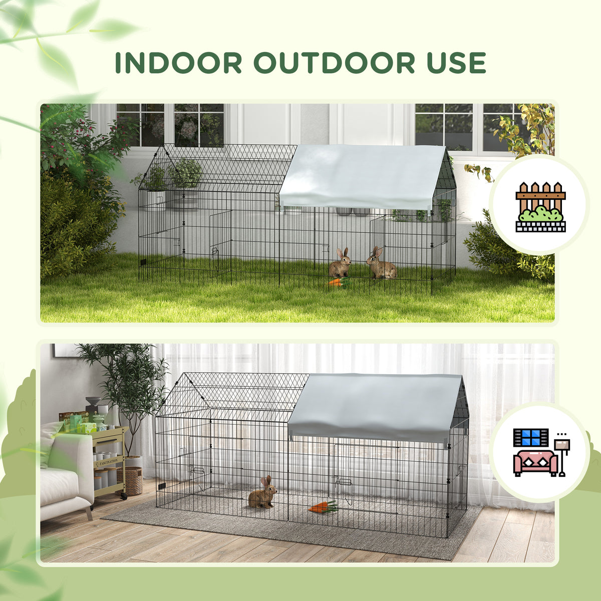 73" Small Animal Cage with Roof, Indoor/Outdoor Use,  for Chicken, Rabbits, Chinchillas