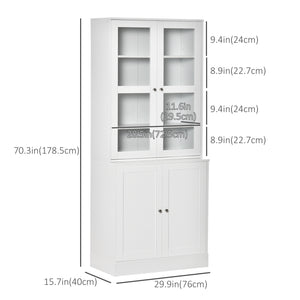 71" Bookcase Storage Cabinet with Doors, Modern Tall Bookshelf with 2 Adjustable Shelves, Display Unit for Study, Living Room, Home Office, White