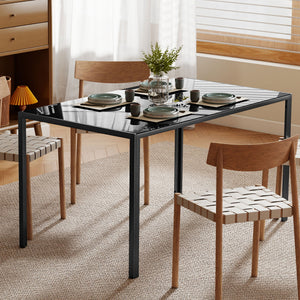 Rectangular Kitchen Table for 4 People, Dining Table with Tabletop Tempered Glass for Dining Room – view 12