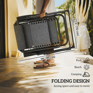 Padded Folding Recliner Chair, Patio Lounger with Cupholder, Adjustable Backrest, Removable Cushion, Black – view 4