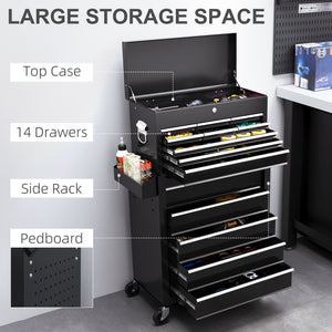 14 Drawer Rolling Tool Chest, Lockable Tool Storage Cabinet with Detachable Top Toolbox, Protective Liner – view 3