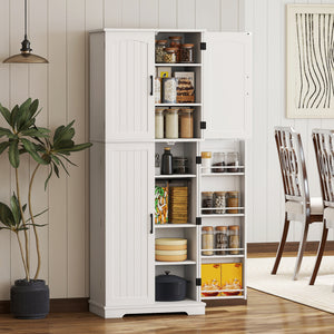 Tall Pantry Cabinet, 64" Storage Cabinet with Adjustable Shelves and 8 Door Spice Racks for Kitchen – view 14