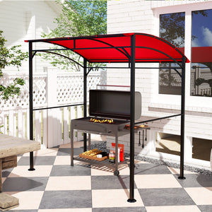 7' x 5' BBQ Grill Gazebo Tent, Garden Grill Canopy with Steel Frame and Hooks, Outdoor Sun Shade, Grey – view 62