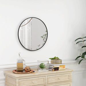 24" Decorative Wall Mirror for Bedroom Living Room, Modern Round Bathroom Mirror for Home Decor, Black – view 7