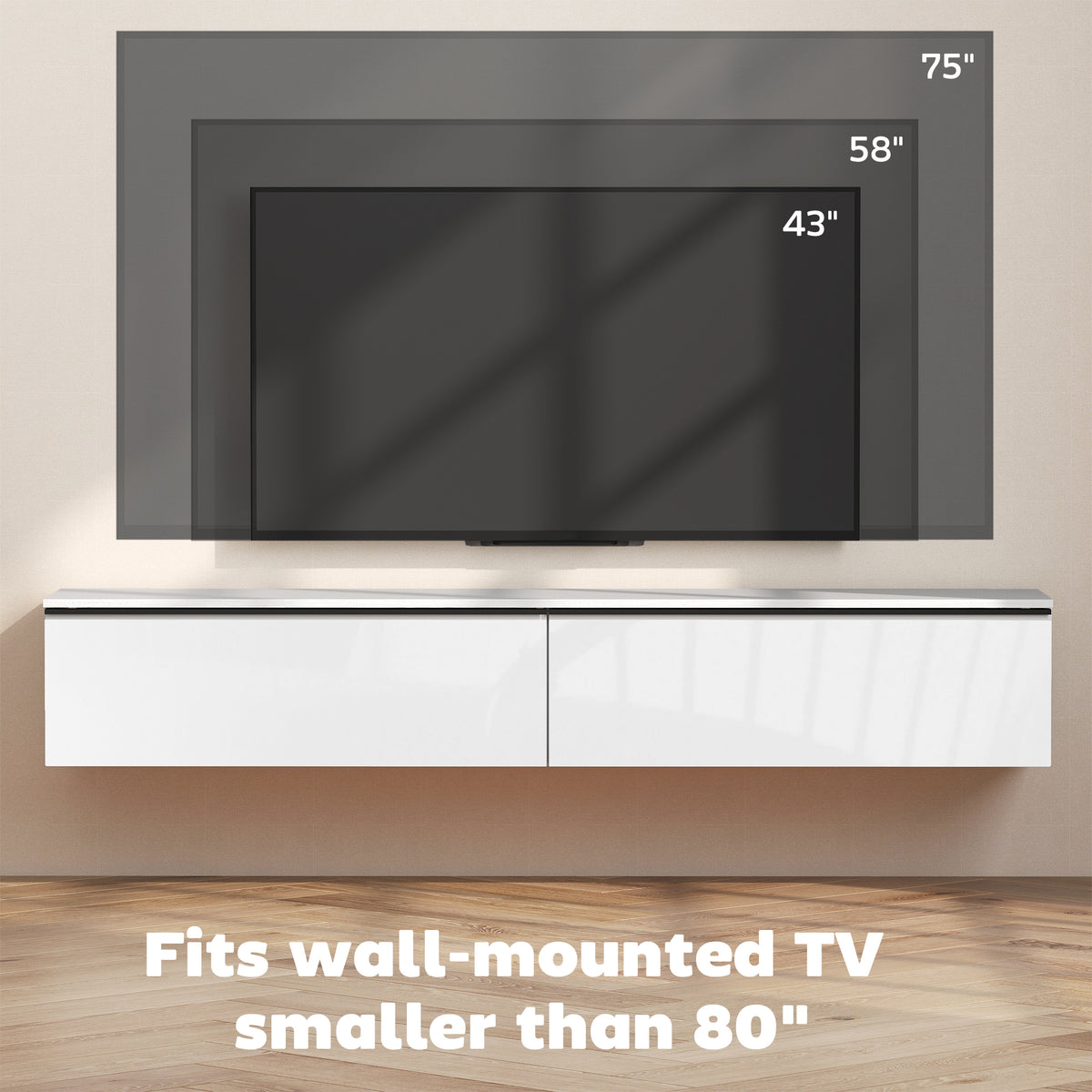 Wall Mounted TV Stand, Floating TV Cabinet with Storage, for TVs up to 70", High Gloss Effect – view 33