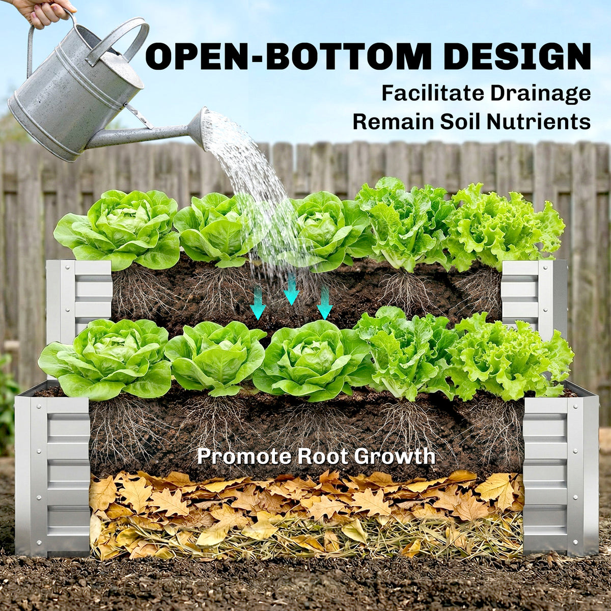 2 Tier Raised Garden Bed, 47" x 40" x 23" Galvanized Steel Planter Box for Vegetables, Flowers, and Herbs – view 19