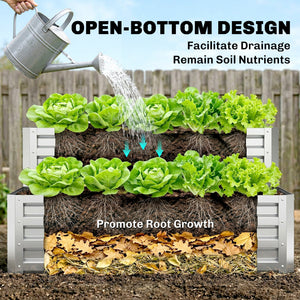 2 Tier Raised Garden Bed, 47" x 40" x 23" Galvanized Steel Planter Box for Vegetables, Flowers, and Herbs – view 19